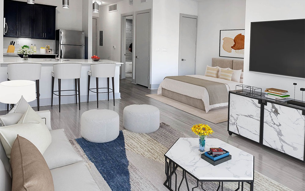 The Thompson - Studio floorplan layout with 1 bathroom and 580 square feet (Open Living
)