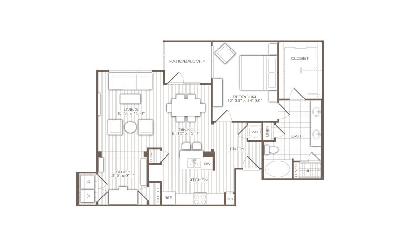 The Maramont - 1 bedroom floorplan layout with 1 bathroom and 1083 square feet